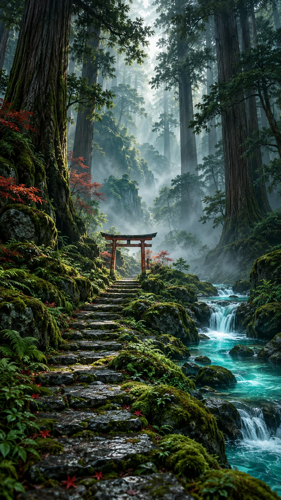 A peaceful forest wallpaper on a phone